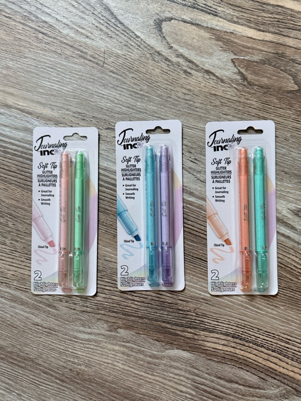 Journaling Inc. Soft Tip Glitter Highlighter Set - Pastel Multi-Colors